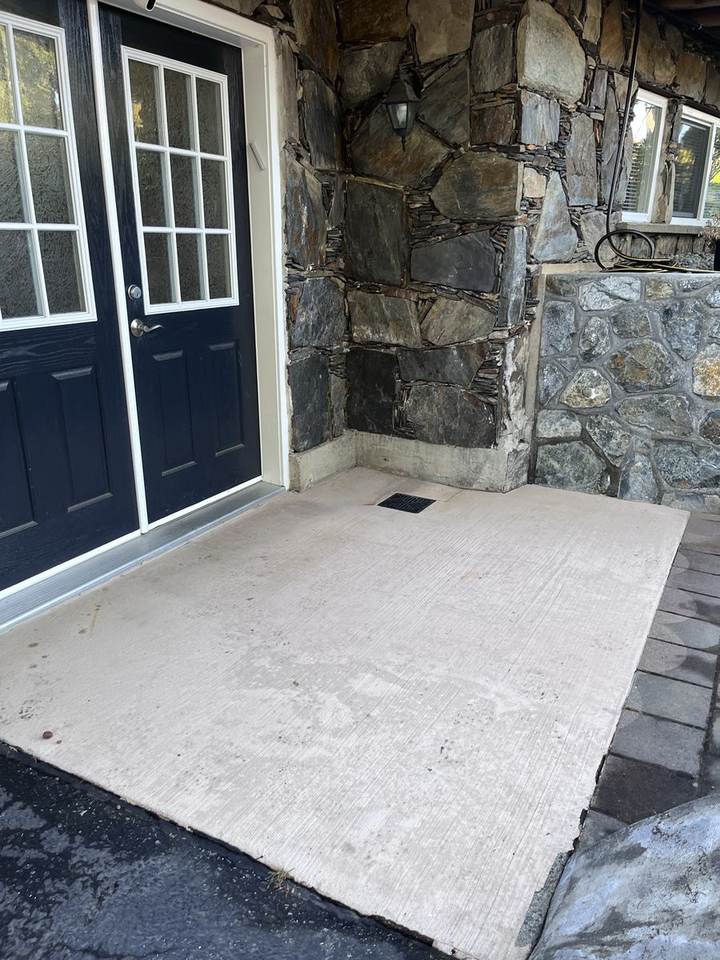 Front entry slab after pressure washing
