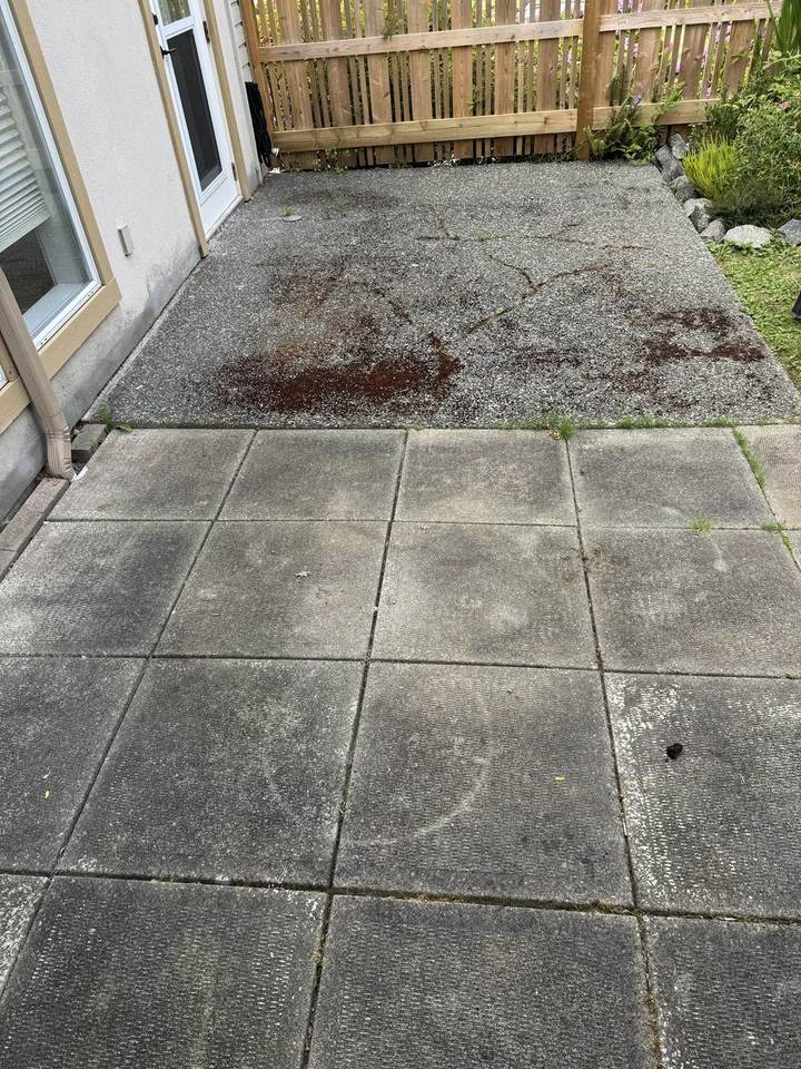Strata back patio before pressure washing